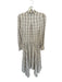 Shug! Size M Bone & Brown Viscose Blend Long Sleeve Plaid Snap Buttons Dress Bone & Brown / M