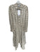 Shug! Size L Bone & Brown Viscose Blend Long Sleeve Plaid Snap Buttons Dress Bone & Brown / L
