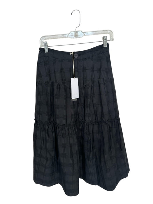 Shug! Size S Black Cotton High Waist Grid Textured Maxi Skirt Black / S
