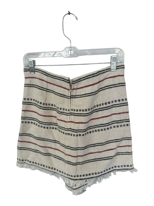 Isabel Marant Size 36/S Tan & Red Cotton Back Zip Knit Fringe Striped Skirt Tan & Red / 36/S