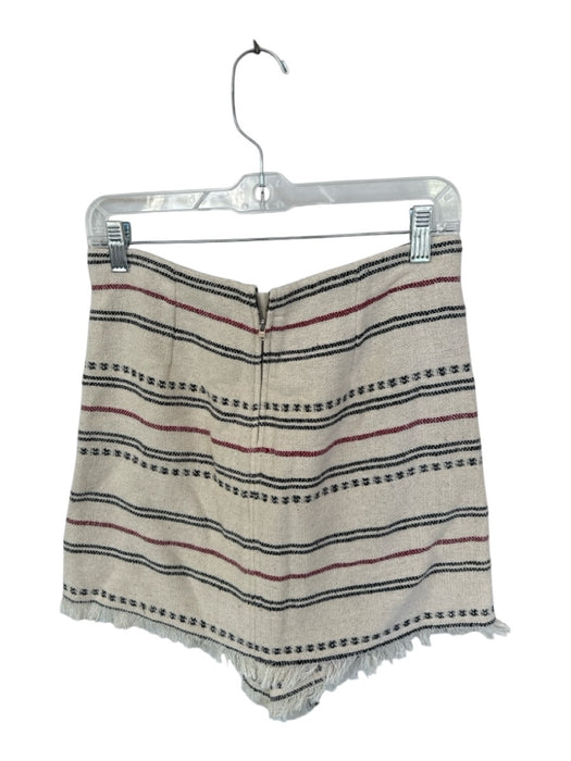 Isabel Marant Size 36/S Tan & Red Cotton Back Zip Knit Fringe Striped Skirt Tan & Red / 36/S