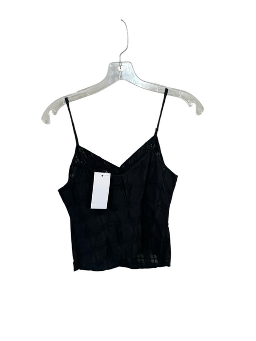 Shug! Size S Black Cotton Spaghetti Strap Grid Textured Top Black / S
