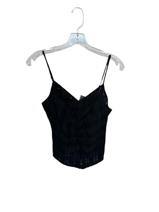 Shug! Size S Black Cotton Spaghetti Strap Grid Textured Top Black / S