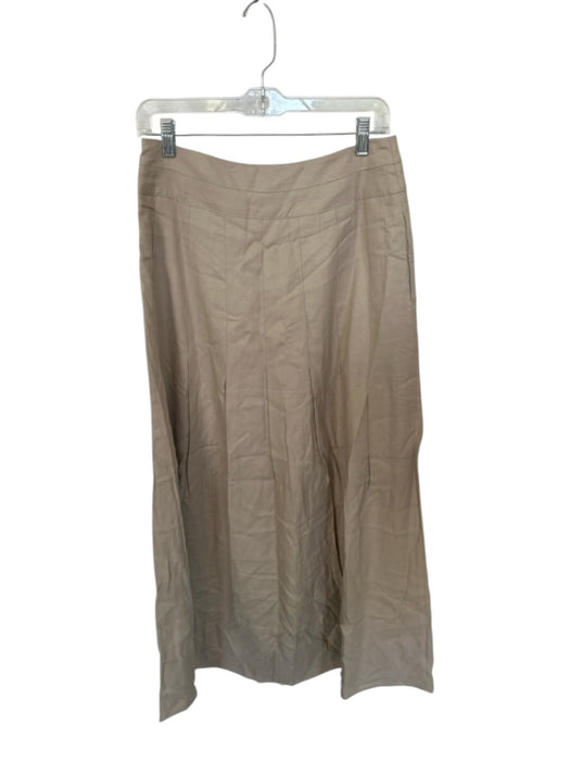 Shug! Size M Tan Tencel Waist Band Pleated Side Zip Maxi Skirt Tan / M