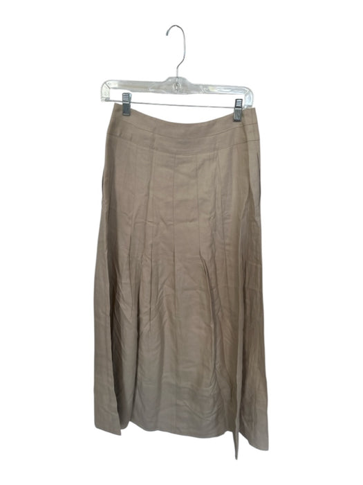 Shug! Size S Tan Tencel Waist Band Pleated Side Zip Maxi Skirt Tan / S