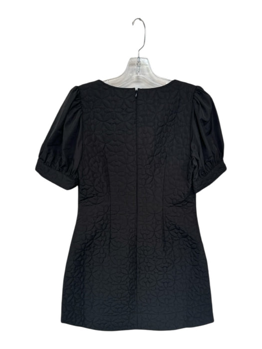 Shug! Size L Black Polyester Short Balloon Sleeve Jaquard Flowers Short Dress Black / L