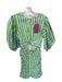 Rhode Size 2 Green & Blue Cotton Long Balloon Sleeve Striped keyhole front Dress Green & Blue / 2