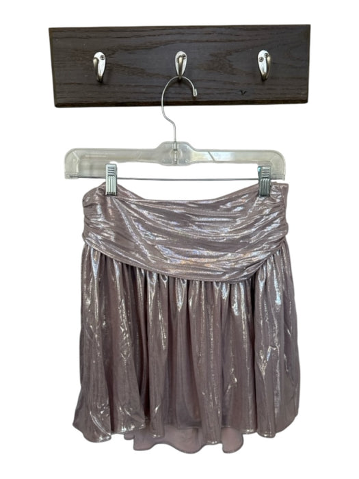 Shug! Size L Blush & Silver Polyester Blend Metallic Side Zip Mini Skirt Blush & Silver / L