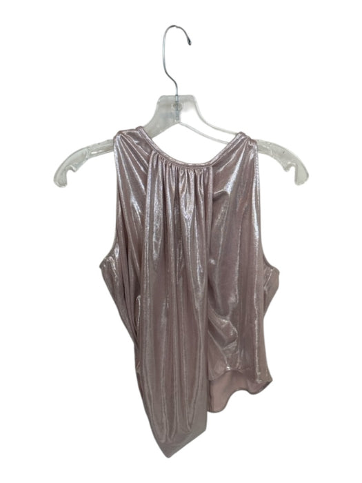 Shug! Size M Blush & Silver Polyester Blend Sleeveless Metallic Draped Top Blush & Silver / M