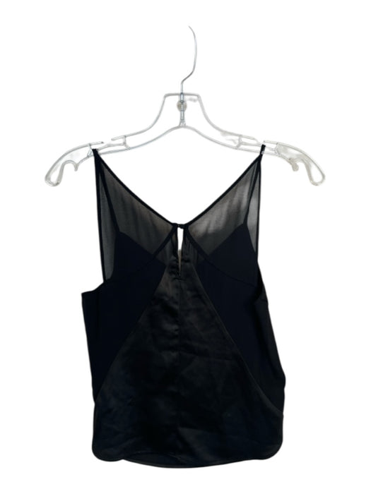 Shug! Size XS Black Polyester Spaghetti Strap Mesh Detail V Neck Top Black / XS