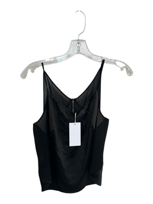 Shug! Size XS Black Polyester Spaghetti Strap Mesh Detail V Neck Top Black / XS