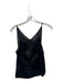 Shug! Size L Black Polyester Spaghetti Strap Mesh Detail V Neck Top Black / L