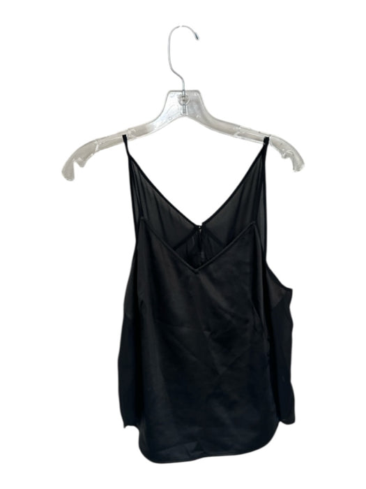 Shug! Size L Black Polyester Spaghetti Strap Mesh Detail V Neck Top Black / L