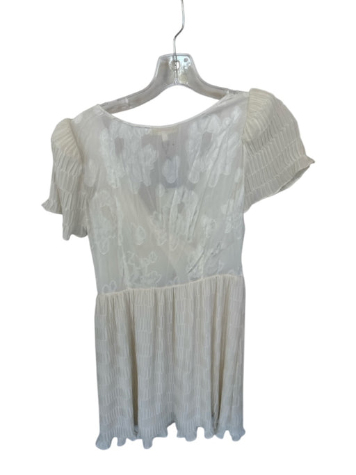 Loveshackfancy Size 4 Antique White Silk Short Balloon Sleeve Flowers Dress Antique White / 4