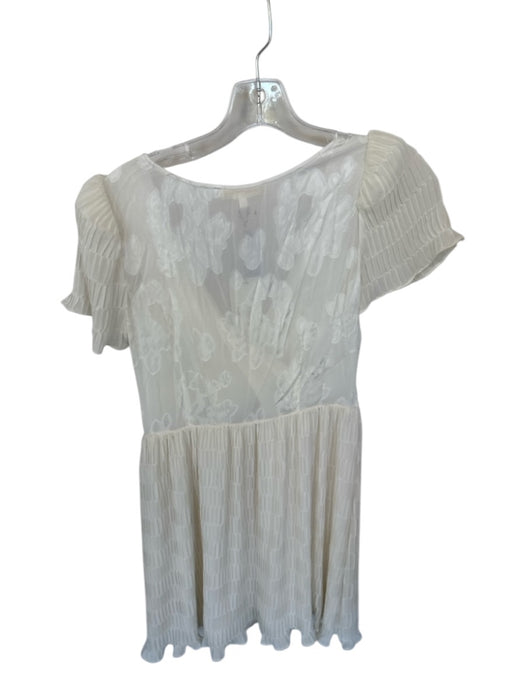 Loveshackfancy Size 4 Antique White Silk Short Balloon Sleeve Flowers Dress Antique White / 4