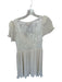 Loveshackfancy Size 4 Antique White Silk Short Balloon Sleeve Flowers Dress Antique White / 4