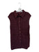 Shug! Size L Maroon & Brown Polyester Blend Cap Sleeve Tweed Button Down Dress Maroon & Brown / L