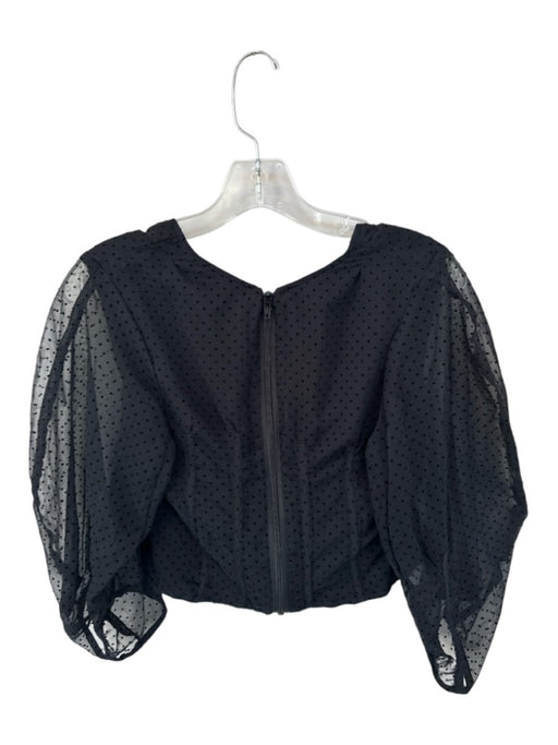 Koch Size S Black Cotton Long Balloon Sleeve Polka Dot Cropped Top Black / S