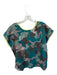 Monoplaza Size XS Teal & Black Cotton Cap Sleeve Camo Piping Detail Top Teal & Black / XS
