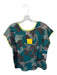 Monoplaza Size XS Teal & Black Cotton Cap Sleeve Camo Piping Detail Top Teal & Black / XS