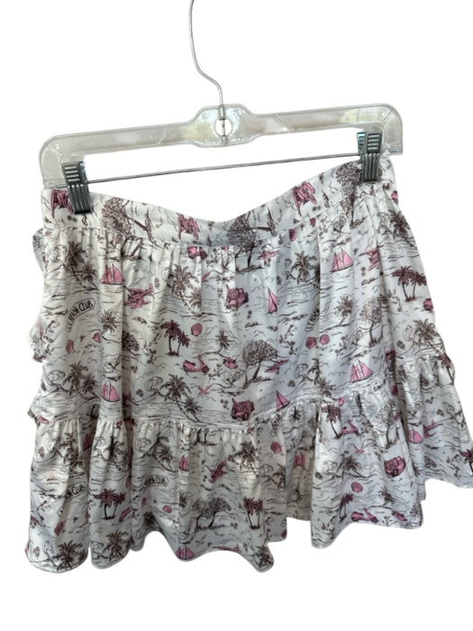 Koch Size M Brown & White Polyester Beach Print Ruffles Mini Skirt Brown & White / M