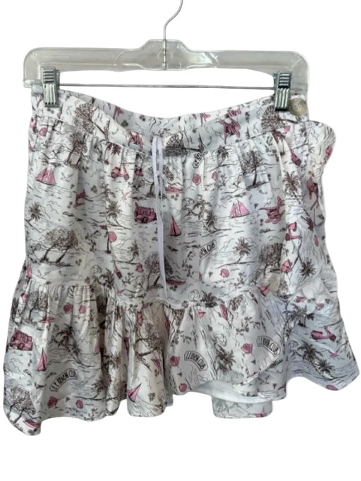 Koch Size M Brown & White Polyester Beach Print Ruffles Mini Skirt Brown & White / M