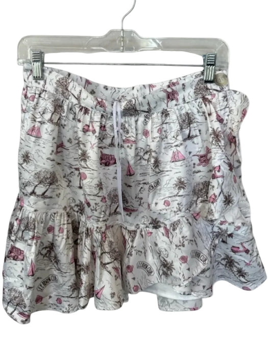 Koch Size M Brown & White Polyester Beach Print Ruffles Mini Skirt Brown & White / M