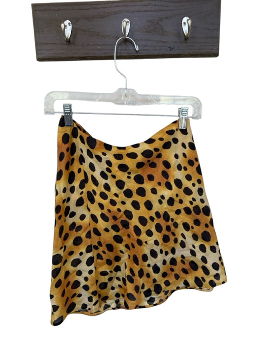 Raquel Allegra Size 0 Tan & black Silk Strapless Animal Print Front Tie Top Tan & black / 0