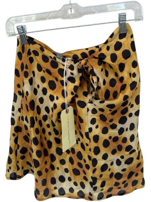 Raquel Allegra Size 0 Tan & black Silk Strapless Animal Print Front Tie Top Tan & black / 0
