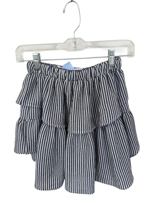 Koch Size XS Navy & white Cotton Blend Elastic Waist Striped Ruffles Mini Skirt Navy & white / XS