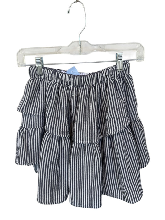 Koch Size XS Navy & white Cotton Blend Elastic Waist Striped Ruffles Mini Skirt Navy & white / XS