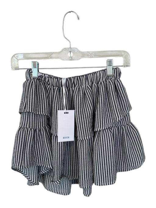 Koch Size XS Navy & white Cotton Blend Elastic Waist Striped Ruffles Mini Skirt Navy & white / XS