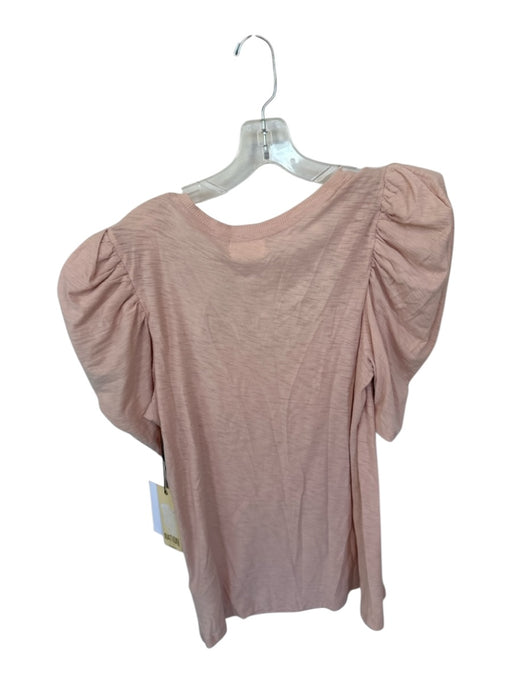 Nation Size M Mauve Pima Cotton 3/4 Balloon Sleeve Shoulder Detail V Neck Top Mauve / M