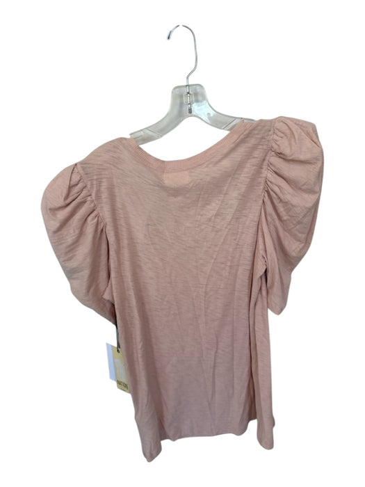 Nation Size M Mauve Pima Cotton 3/4 Balloon Sleeve Shoulder Detail V Neck Top Mauve / M