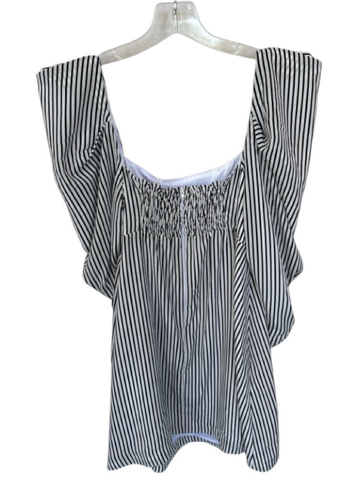 Koch Size XS White & Black Polyester Long Balloon Sleeve Striped Back Zip Dress White & Black / XS
