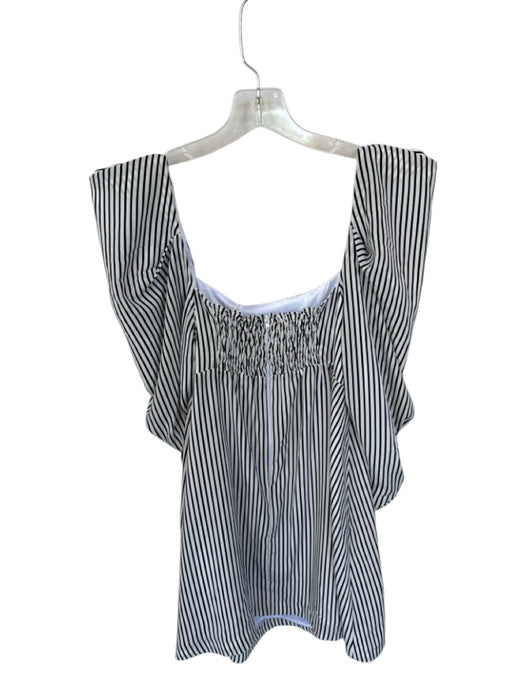 Koch Size XS White & Black Polyester Long Balloon Sleeve Striped Back Zip Dress White & Black / XS