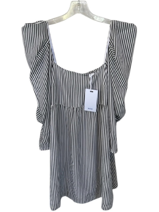 Koch Size XS White & Black Polyester Long Balloon Sleeve Striped Back Zip Dress White & Black / XS