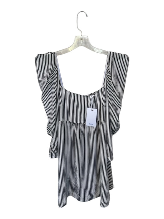 Koch Size XS White & Black Polyester Long Balloon Sleeve Striped Back Zip Dress White & Black / XS
