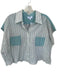 Koch Size S Slate Blue & White Cotton Blend Cap Sleeve Stirrup Button Down Top Slate Blue & White / S
