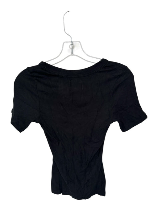 Sundays Size S Black Modal Blend Short Sleeve Ribbed Scoop Neck Top Black / S