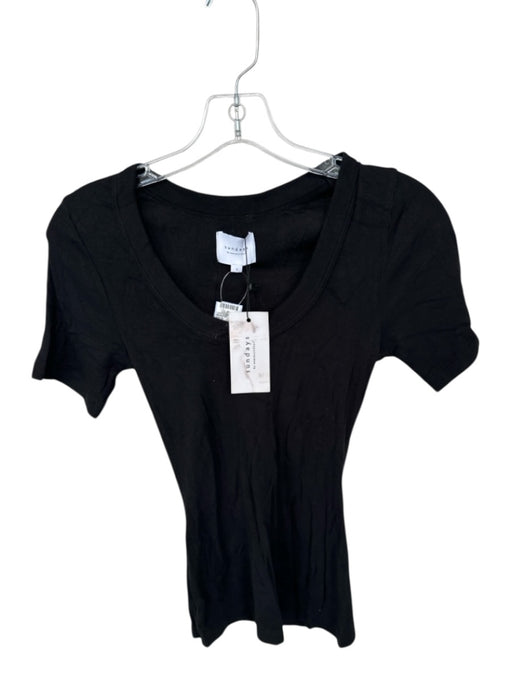 Sundays Size S Black Modal Blend Short Sleeve Ribbed Scoop Neck Top Black / S