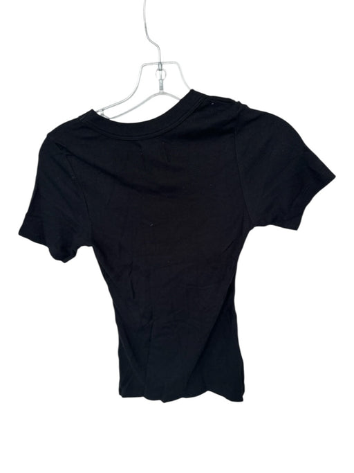 Sundays Size XS Black Modal Blend Short Sleeve Ribbed Scoop Neck Top Black / XS