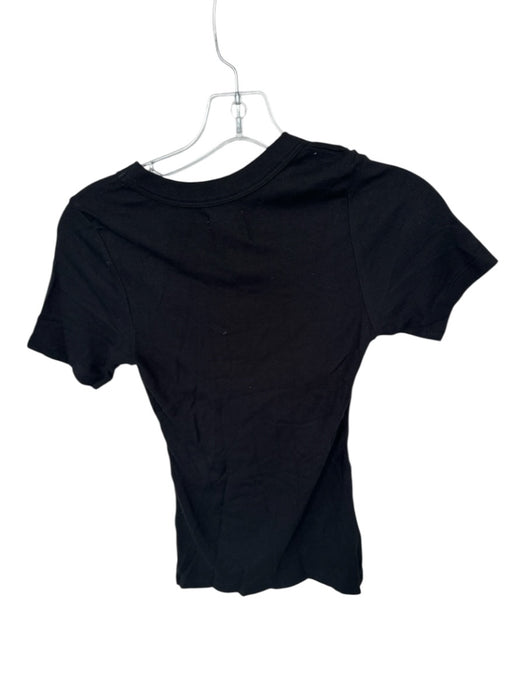 Sundays Size XS Black Modal Blend Short Sleeve Ribbed Scoop Neck Top Black / XS