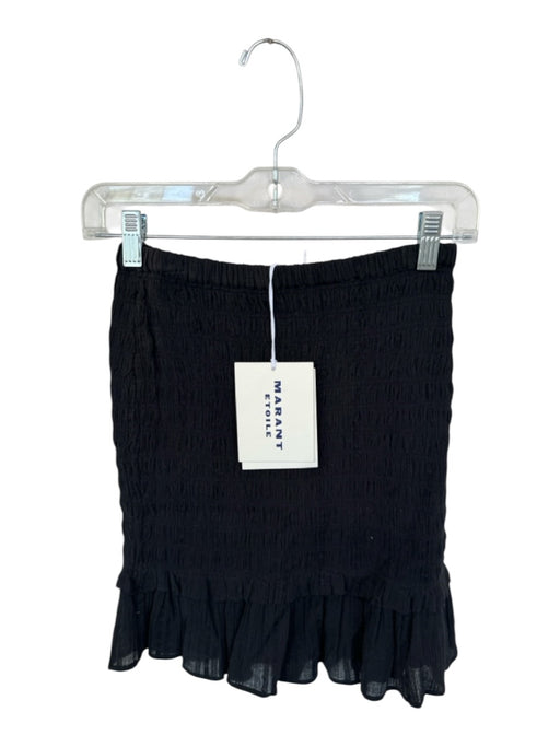 Marant Etoile Size 34 Black Cotton Smocked High Waist Ruffles Skirt Black / 34