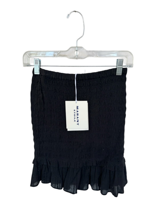 Marant Etoile Size 34 Black Cotton Smocked High Waist Ruffles Skirt Black / 34