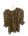 Ulla Johnson Size 4 Brown & Green Silk 3/4 Balloon Sleeve Swiss Dot Paisley Top Brown & Green / 4