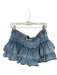 Shug! Size L Med Dark Wash Cotton Blend Drawstring Ruffles Mini Skort Med Dark Wash / L