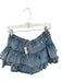 Shug! Size L Med Dark Wash Cotton Blend Drawstring Ruffles Mini Skort Med Dark Wash / L