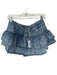 Shug! Size M Med Dark Wash Cotton Blend Drawstring Ruffles Mini Skort Med Dark Wash / M