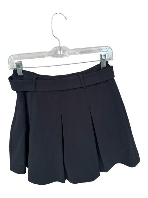 Ramy Brook Size 4 Black Polyester Blend High Waist Belted Pleated Skort Black / 4